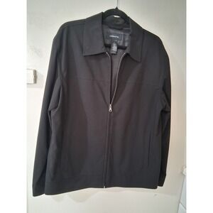 Claiborne Mens Black Full Zip Harrington Jacket Size Medium Minimalist Workwear